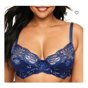 NWOT Adore Me Chelsi Elegant Blue Lace Bra 46DD